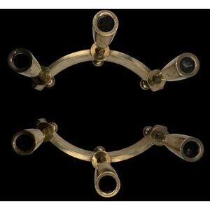 Vintage Dirilyte Set 2 Brass Curved Candlestick Ring Taper Candle Holders Heavy